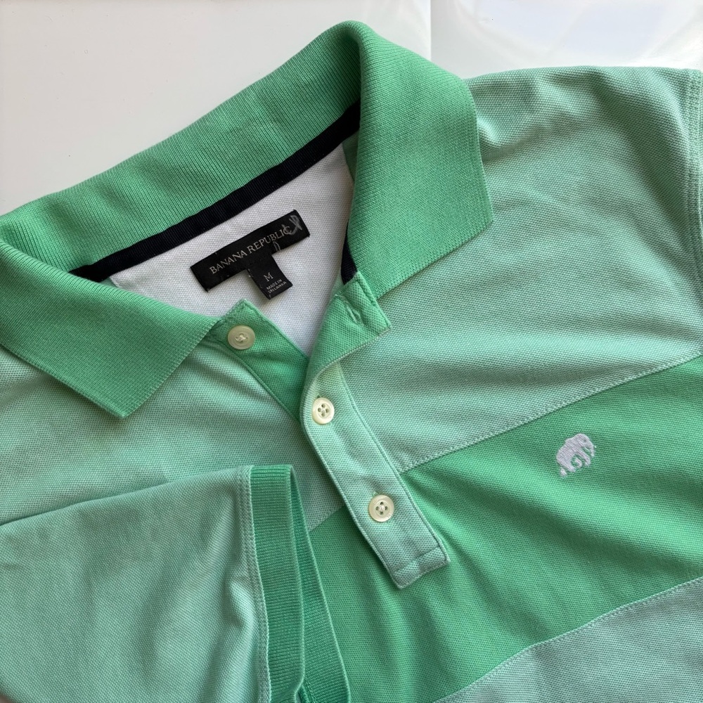 Banana Republic Short Sleeve Polo Shirt Mens Medium Green Embroidered Preppy Y2K